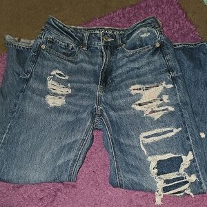 American Eagle Outfitters Men’s Ripped Dark Blue Straight Jeans